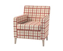 Dekoria Potah na křeslo IKEA Karlstad, režný podklad,červená mřížka, Potah na křeslo Karlstad, Avignon, 131-15