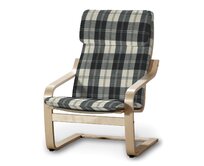 Dekoria Sedák na křeslo IKEA Poäng, černo-bílá kostka, kØeslo Poäng, Edinburgh, 115-74