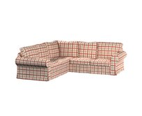 Dekoria Potah na pohovku IKEA Ektorp rohová, režný podklad,červená mřížka, pohovka Ektorp rohová, Avignon, 131-15