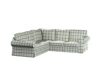 Dekoria Potah na pohovku IKEA Ektorp rohová, režný podklad, světle modrá mřížka, pohovka Ektorp rohová, Avignon, 131-66