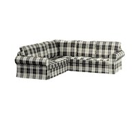 Dekoria Potah na pohovku IKEA Ektorp rohová, černo-bílá kostka, pohovka Ektorp rohová, Edinburgh, 115-74
