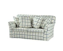 Dekoria Potah na pohovku IKEA Tomelilla 2-místná nerozkládací, režný podklad, světle modrá mřížka, pohovka Tomelilla 2-místná, Avignon, 131-66