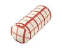 Dekoria Potah na válec IKEA Ektorp, režný podklad,červená mřížka, válec Ektorp průměr 15cm, délka 35cm, Avignon, 131-15
