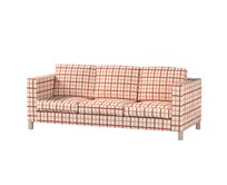 Dekoria Potah na pohovku IKEA Karlanda 3-místná nerozkládací, krátký, režný podklad,červená mřížka, pohovka Karlanda 3-místná, Avignon, 131-15