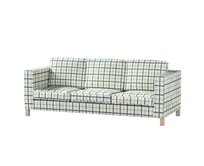 Dekoria Potah na pohovku IKEA Karlanda 3-místná nerozkládací, krátký, režný podklad, světle modrá mřížka, pohovka Karlanda 3-místná, Avignon, 131-66