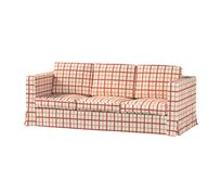 Dekoria Potah na pohovku IKEA Karlanda 3-místná nerozkládací, dlouhý, režný podklad,červená mřížka, pohovka Karlanda 3-místná, Avignon, 131-15