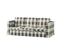Dekoria Potah na pohovku IKEA Karlanda 3-místná nerozkládací, dlouhý, černo-bílá kostka, pohovka Karlanda 3-místná, Edinburgh, 115-74