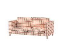 Dekoria Potah na pohovku IKEA Karlanda rozkládací, krátký, režný podklad,červená mřížka, pohovka Karlanda rozkládací, Avignon, 131-15