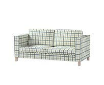 Dekoria Potah na pohovku IKEA Karlanda rozkládací, krátký, režný podklad, světle modrá mřížka, pohovka Karlanda rozkládací, Avignon, 131-66