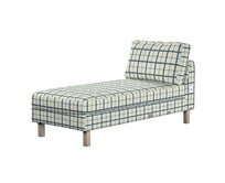 Dekoria Potah na přídavný šezlong IKEA Karlstad, krátký, režný podklad, světle modrá mřížka, Potah na přídavný šezlong Karlstad, Avignon, 131-66
