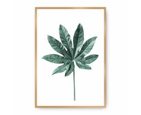 Dekoria Plakát  Leaf Emerald Green, 21 x 30 cm, Ramka: Złota