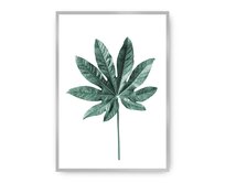Dekoria Plakát  Leaf Emerald Green, 70 x 100 cm, Ramka: Srebrna