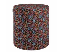 Dekoria Sedák Barrel- válec pevný, d40cm, výška 40cm, kolorowe kwiaty na czarnym tle, ø40 cm x 40 cm, Intenso Premium, 144-32