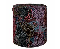 Dekoria Sedák Barrel- válec pevný,  d40cm, výška 40cm, kolorowy motyw roślinny na czarnym tle, ø40 cm x 40 cm, Intenso Premium, 144-26