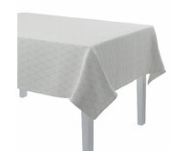 Dekoria Ubrus obdélníkový, béžový vzor na krémově bílém podkladu, 130 x 130 cm, Sunny, 143-94