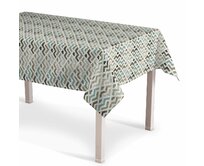 Dekoria Ubrus obdélníkový, klikaté tvary odstíny černé, hnědo-šedé a modré na světlém podkladu, Modern, 141-93