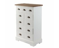 Dekoria Komoda Brighton 11 zásuvek white&natural, 70 x 38 x 110 cm