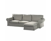 Dekoria Potah na pohovku IKEA Ektorp 2-místná s lenoškou, chenille grise, pohovka 2-míst. + šezlong, Living, 161-57