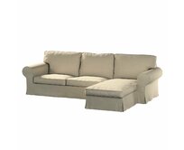 Dekoria Potah na pohovku IKEA Ektorp 2-místná s lenoškou, šedobéžový šenil, pohovka 2-míst. + šezlong, City, 704-80