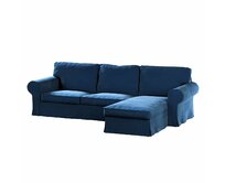 Dekoria Potah na pohovku IKEA Ektorp 2-místná s lenoškou, tmavě modrá, pohovka 2-míst. + šezlong, Velvet, 704-29