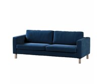 Dekoria Potah na pohovku IKEA  Karlstad 3-místná, nerozkládací, krátký, tmavě modrá, pohovka Karlstad 3-místná, Velvet, 704-29