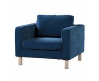Dekoria Potah na křeslo IKEA Karlstad, krátký, tmavě modrá, potah na křeslo Karlstad krátký, Velvet, 704-29