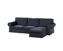Dekoria Potah na pohovku IKEA Ektorp 2-místná s lenoškou, tmavě modrá melanž, pohovka 2-míst. + šezlong, Madrid, 162-30