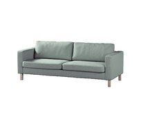Dekoria Potah na pohovku IKEA  Karlstad 3-místná, nerozkládací, krátký, béžová a eukalyptová, pohovka Karlstad 3-místná, Madrid, 162-04