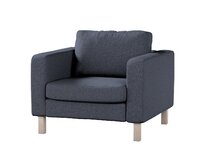 Dekoria Potah na křeslo IKEA Karlstad, krátký, tmavě modrá melanž, potah na křeslo Karlstad krátký, Madrid, 162-30