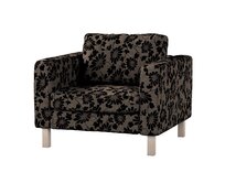 Dekoria Potah na křeslo IKEA Karlstad, krátký, hnědá a černá, potah na křeslo Karlstad krátký, Living II, 162-10