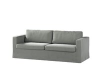 Dekoria Potah na pohovku IKEA Karlstad 3-místná, nerozkládací, dlouhý, Šedá, pohovka Karlstad 3-místná, Living Velvet, 704-57