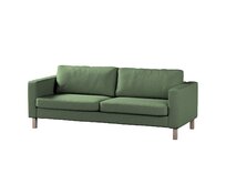 Dekoria Potah na pohovku IKEA Karlstad 3-místná, nerozkládací, krátký, zelený melanž, pohovka Karlstad 3-místná, Amsterdam, 704-44