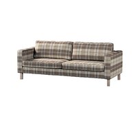 Dekoria Potah na pohovku IKEA Karlstad 3-místná, nerozkládací, krátký, hnědá a béžová, pohovka Karlstad 3-místná, Edinburgh, 115-80
