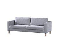 Dekoria Potah na pohovku IKEA Karlstad 3-místná, nerozkládací, krátký, stříbro-šedá, pohovka Karlstad 3-místná, Velvet, 704-24