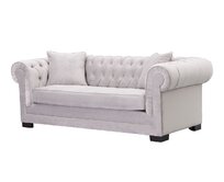Dekoria Pohovka Chesterfield Classic Velvet Light Grey 3-místná, 218 x 96 x 78 cm,