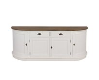 Dekoria Komoda zaoblená 4-dveřová + 2 zásuvky Brighton - přírodní horní deska, 210 cmx50 cmx86 cm
