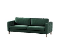 Dekoria Potah na pohovku IKEA Karlstad 3-místná, nerozkládací, krátký, tmavá lesní zeleň, pohovka Karlstad 3-místná, Velvet, 704-25