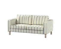 Dekoria Potah na pohovku IKEA Karlstad 2-místná, nerozkládací, krátký, režný podklad, světle modré pásky, pohovka Karlstad 2-místná, Avignon, 129-66