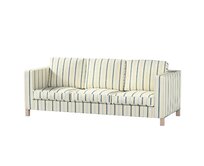 Dekoria Potah na pohovku IKEA Karlanda 3-místná nerozkládací, krátký, režný podklad, světle modré pásky, pohovka Karlanda 3-místná, Avignon, 129-66