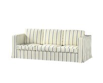 Dekoria Potah na pohovku IKEA Karlanda 3-místná nerozkládací, dlouhý, režný podklad, světle modré pásky, pohovka Karlanda 3-místná, Avignon, 129-66
