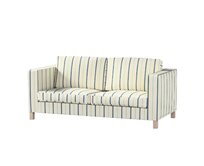 Dekoria Potah na pohovku IKEA Karlanda rozkládací, krátký, režný podklad, světle modré pásky, pohovka Karlanda rozkládací, Avignon, 129-66