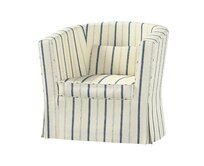 Dekoria Potah na křeslo IKEA Ektorp Tullsta, režný podklad, světle modré pásky, křeslo Ektorp Tullsta, Avignon, 129-66