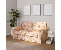 Dekoria Potah na pohovku IKEA Ektorp 2-místná rozkládací NOVÝ MODEL 2012, na krémovém podkladu velké červené, oranžové a růžové květy, Ektorp 2-m rozkl. od 2012, Londres, 143-87