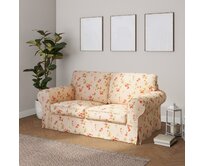 Dekoria Potah na pohovku IKEA Ektorp 2-místná rozkládací NOVÝ MODEL 2012, na krémovém podkladu červené, oranžové a růžové květy, Ektorp 2-m rozkl. od 2012, Londres, 143-88