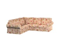 Dekoria Potah na pohovku IKEA Ektorp rohová, na krémovém podkladu velké červené, oranžové a růžové květy, pohovka Ektorp rohová, Londres, 143-87