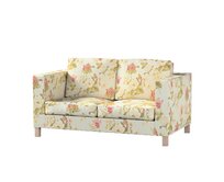 Dekoria Potah na pohovku IKEA Karlanda 2-místná, krátký, květy na modrým tle, pohovka Karlanda 2-místná, Londres, 143-86