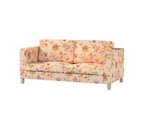Dekoria Potah na pohovku IKEA Karlanda rozkládací, krátký, na krémovém podkladu velké červené, oranžové a růžové květy, pohovka Karlanda rozkládací, Londres, 143-87