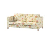 Dekoria Potah na pohovku IKEA Karlanda rozkládací, krátký, květy na modrým tle, pohovka Karlanda rozkládací, Londres, 143-86