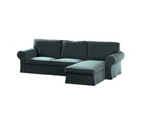 Dekoria Potah na pohovku IKEA Ektorp 2-místná s lenoškou, tlumená smaragdová, pohovka 2-míst. + šezlong, Ingrid, 705-36