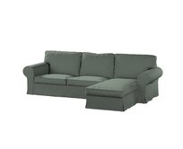 Dekoria Potah na pohovku IKEA Ektorp 2-místná s lenoškou, zelená, pohovka 2-míst. + šezlong, Teddy, 702-85